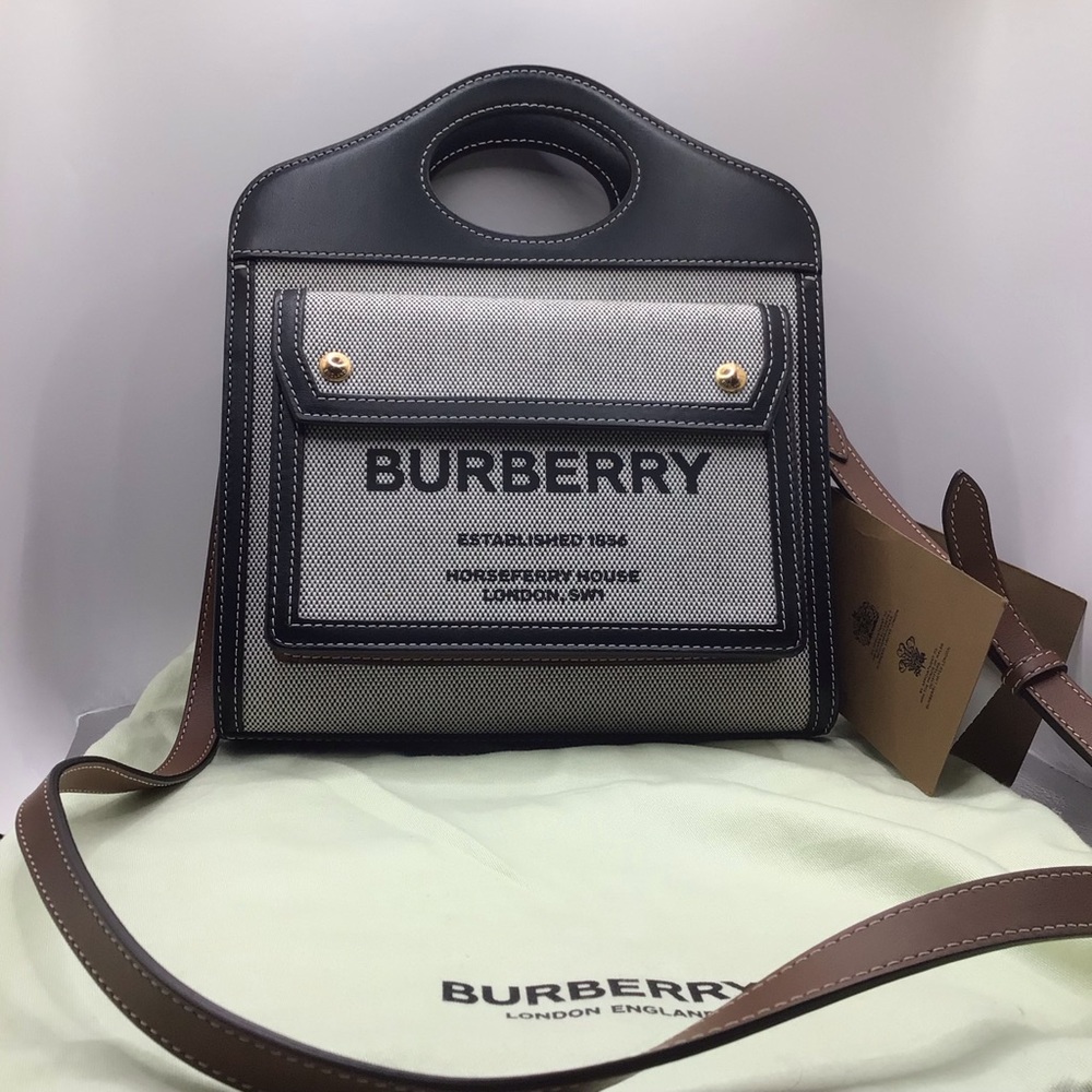 BURBERRY, HORSEFERRY, NWT, POCKET TOTE, MINI, MADE IN ITALY